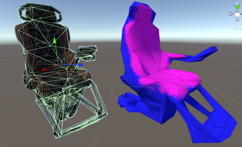 Physics mesh and texture showing material type